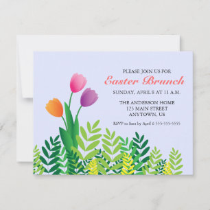 Färgtulpaner & Greenery Påsk Brunch Inbjudningar