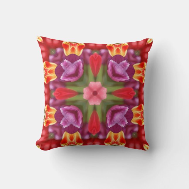 Färgtulpaner Kaleidoscope Pillow Kudde (Framsida)