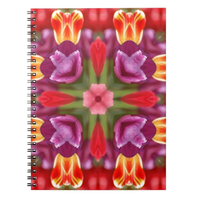 Färgtulpaner Kaleidoskop Anteckningsbok Med Spiral (Framsidan)
