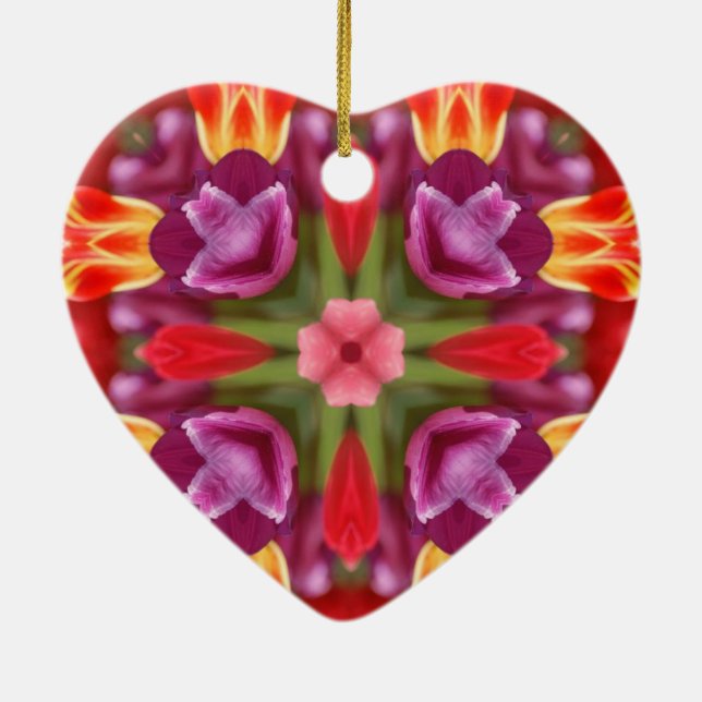 Färgtulpaner Kaleidoskop Julgransprydnad Keramik (Baksidan)