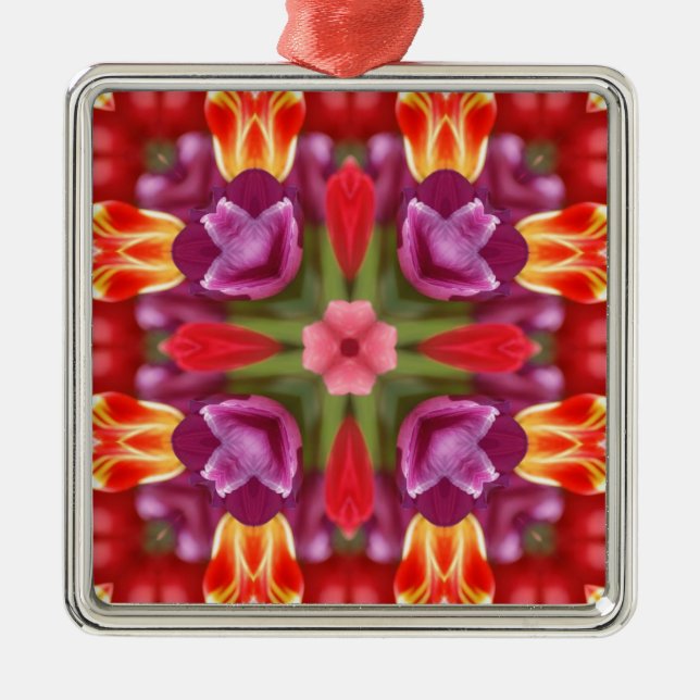 Färgtulpaner Kaleidoskop Julgransprydnad Metall (Framsidan)