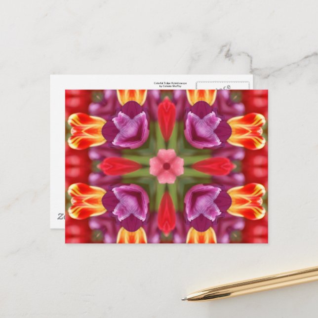 Färgtulpaner Kaleidoskop Vykort (Fram/Back In Situ)
