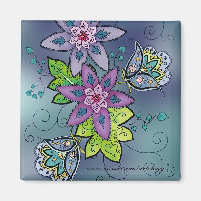 Färgtulpanmagnet (fyrkantigt) magnet (Framsidan)