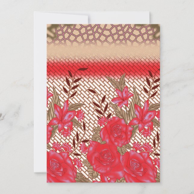 Färgtyg mönster med intrikad blommigt inbjudningar (Framsida)