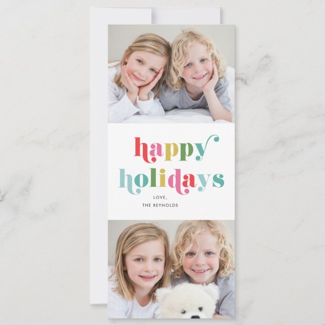 Färgtyp 2-foto Lycklig Julkort (Framsida)