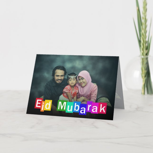 Färgtypografi Eid Mubarak - gratulationskort Kort (Framsida)