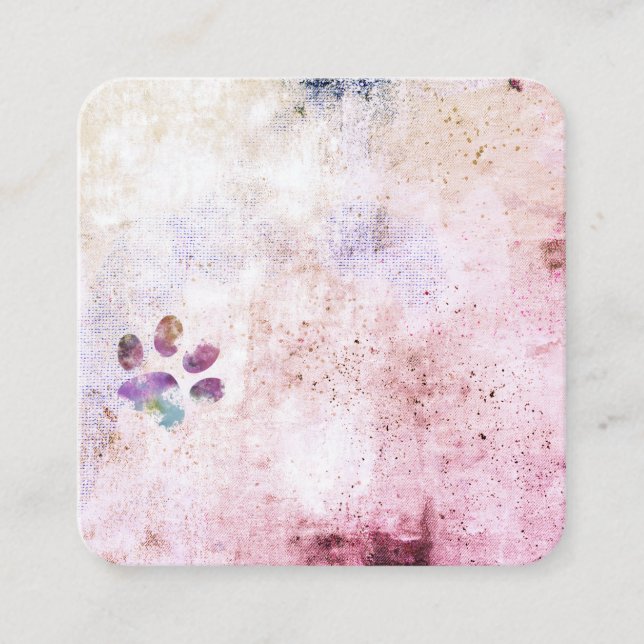 Färgutskrift av hund, färgplatta färgdesign fyrkantigt visitkort (Framsida)