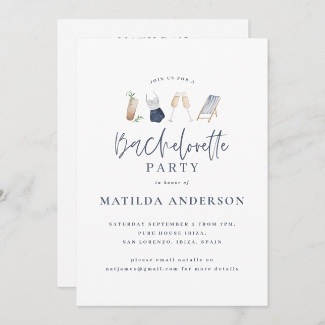 Färgväg för burkblåa drycker (bachelorette helg) meddelande (Fram/baksida)