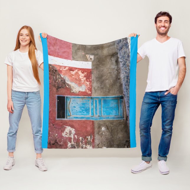 Färgvägg med blå dörr fleecefilt (På plats)