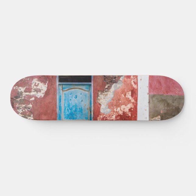 Färgvägg med blå dörr mini skateboard bräda 18,5 cm (Horz)