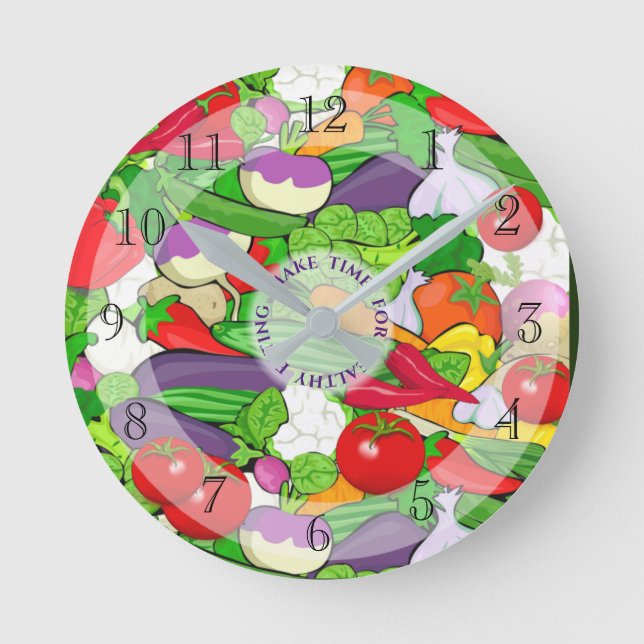 Färgval av vegetabiliska grönsaker rund klocka (Framsida)