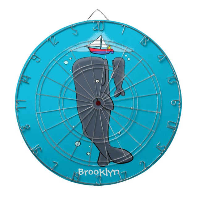 Färgvalar och tecknad av segelbåtar darttavla (Framsidan)