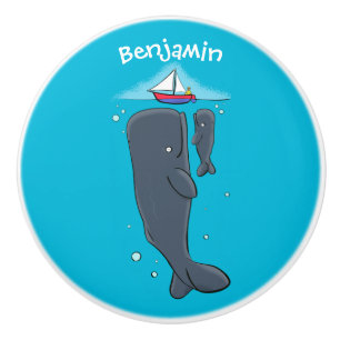 Färgvalar och tecknad av segelbåtar knopp