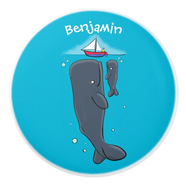 Färgvalar och tecknad av segelbåtar knopp (Framsidan)