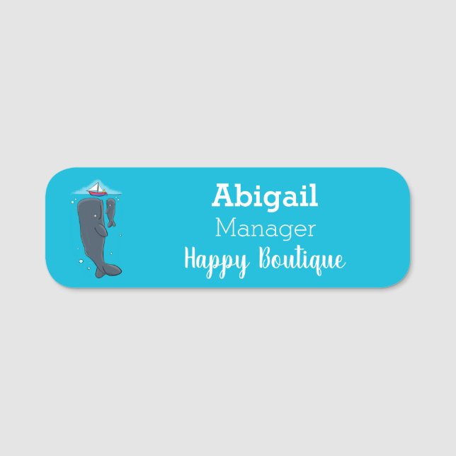 Färgvalar och tecknad av segelbåtar namnbricka (Framsida)