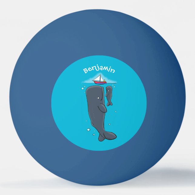 Färgvalar och tecknad av segelbåtar pingisboll (Framsidan)