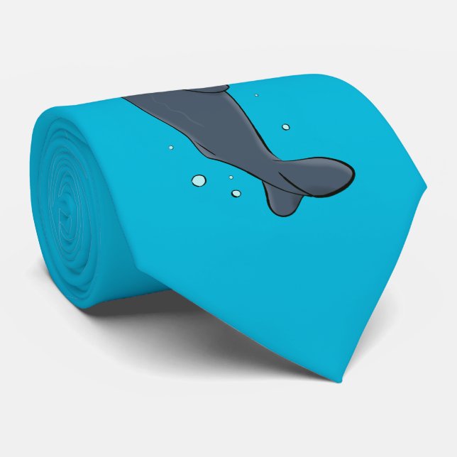 Färgvalar och tecknad av segelbåtar slips (Rullad)