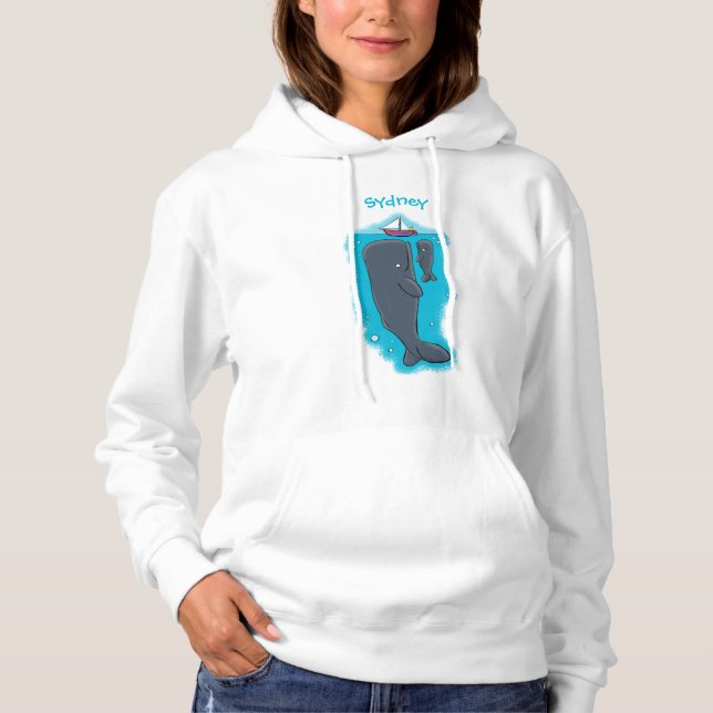 Färgvalar och tecknad av segelbåtar t shirt (Framsida)