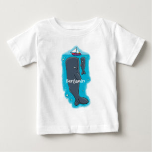 Färgvalar och tecknad av segelbåtar t shirt