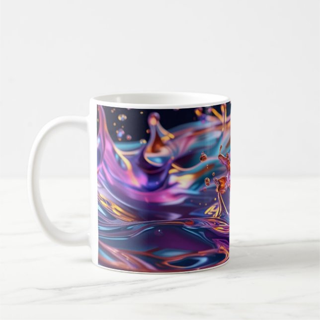 Färgvätskor som stänker kaffemugg (Vänster)