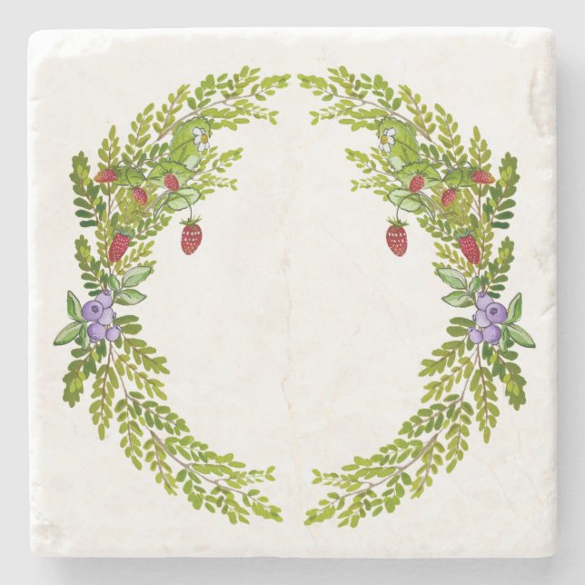 Färgvatten mönster i bär musmatta c stenunderlägg (Framsidan)