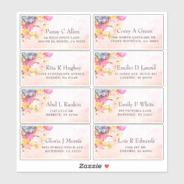 Färgvattenblommor Bröllop Guest Adress Klistermärken