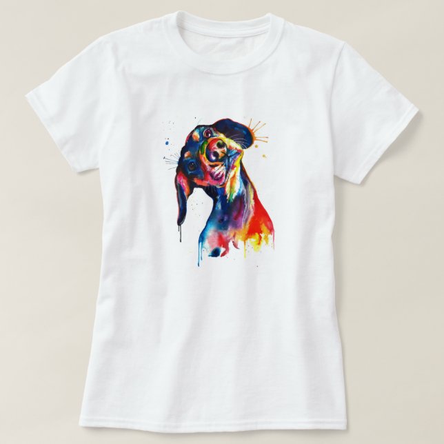 Färgvattenfärg Dachshund T-Shirt (Design framsida)