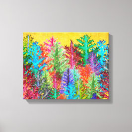 Färgvattenfärg Gräs Träd Wrapped Canvas