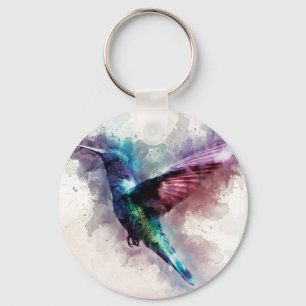 Färgvattenfärg Hummingbird Nyckelring
