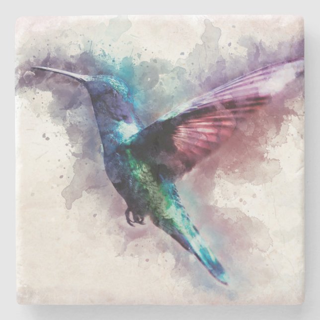 Färgvattenfärg Hummingbird Stenunderlägg (Framsidan)