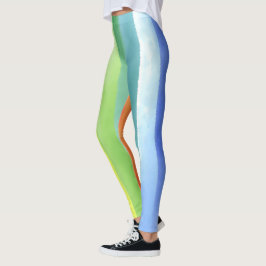 Färgvattenfärg Lodrät Regbow Mönster | Leggings