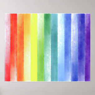 Färgvattenfärg Lodrät Regbow Mönster   Poster