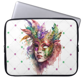 FÄRGVATTENFÄRG MARDI GRAS MASK LAPTOP FODRAL