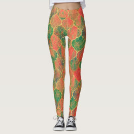 Färgvattenfärg Quatrefoil Mönster Leggings