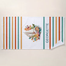 Färgvattenfärg Segelbanans Monogram Beach Tow