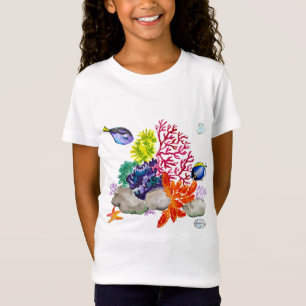 Färgvattenfärg teckning i havsbotten t shirt