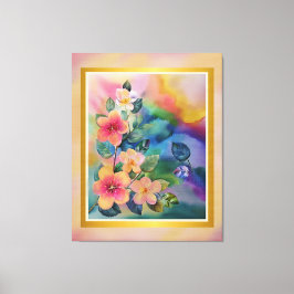 Färgvattenfärg Vår Gren med blommor Canvastryck