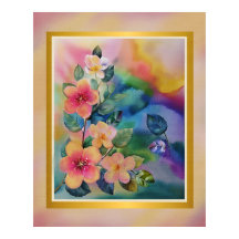 Färgvattenfärg Vår Gren med blommor