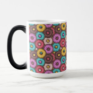 Färgvattenfärgade Donuts med Sprinkles Mönster Magisk Mugg
