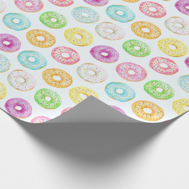 Färgvattenfärgade Donuts med Sprinkles Mönster Presentpapper (Hörn)