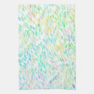 Färgvattenfärgen Löv Mönster Kökshandduk