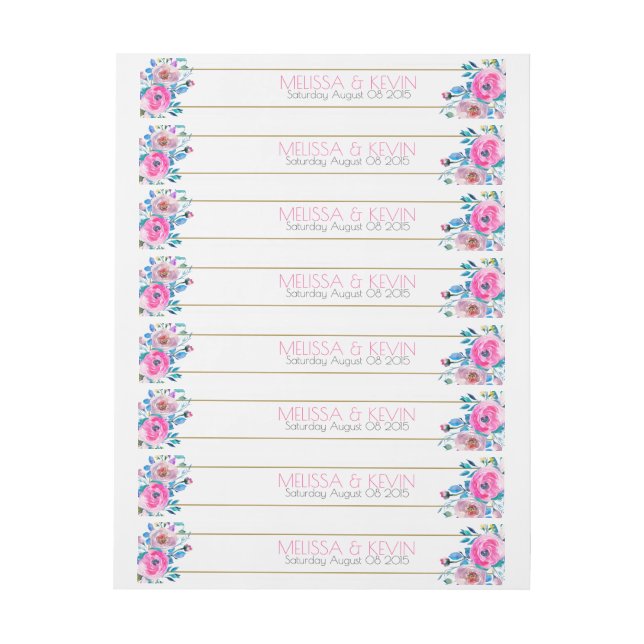 Färgvattenfärger Flowers Bröllop Ram Etikettband (Ark)