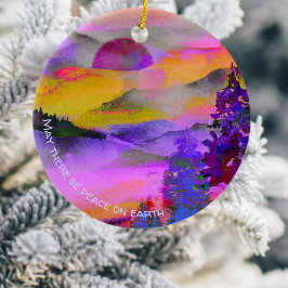 Färgvattenfärgslandskap helgdag julgransprydnad keramik