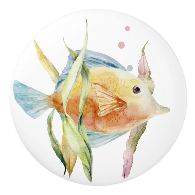 FÄRGVATTENFÄRGSVATTENFÄRG, TROPISKT FISK, BEVARA KNOPP (Framsidan)