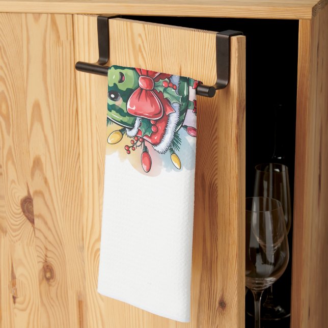 Färgvattenmelon Julgran Kökshandduk (Thirds Fold)