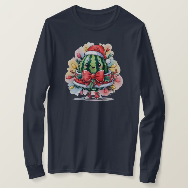 Färgvattenmelon Julgran T Shirt (Design framsida)