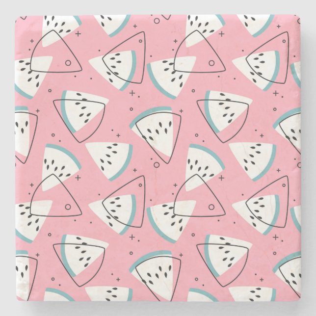 Färgvattenmeloner med vattenfärg underlägg sten (Framsidan)