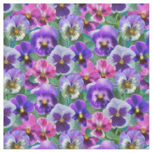 Färgvioletta bruna Pansy Flower Mönster Tyg