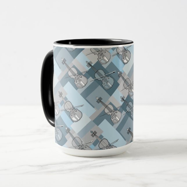 Färgvioliner Blue Grått Mugg (Framsida vänster)