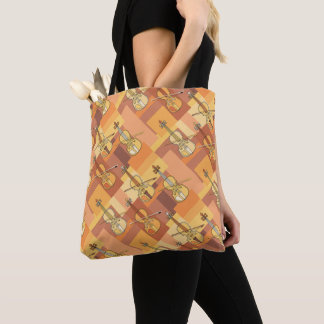 Färgvioliner Blue Grått Tote Bag Tygkasse